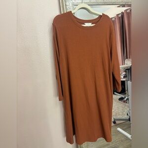 Rust Ribbed Knit Dress